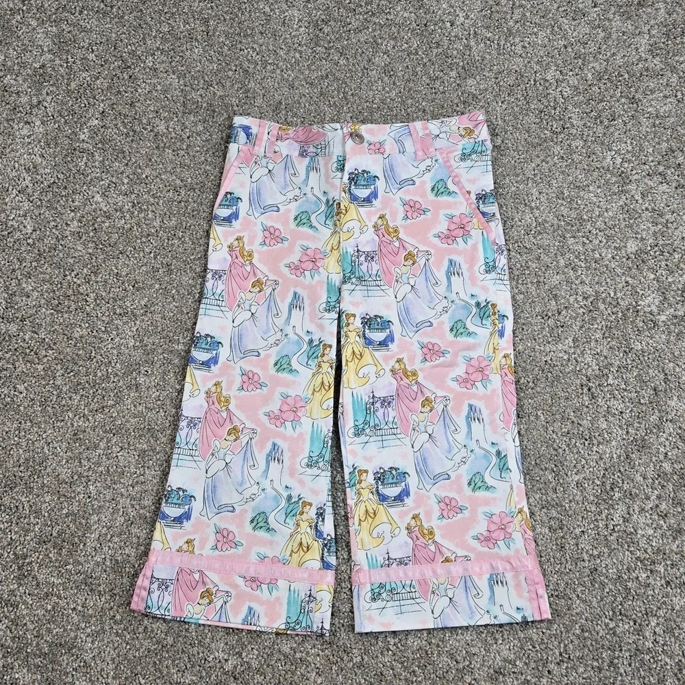 Vintage Disney Store Princess Pants Girls Size 6 Castle  Floral Wide Leg
